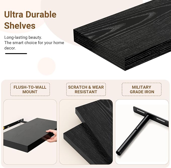 36 Inch Floating Shelves, 12 Inch Deep Floating Shelves - Image 5