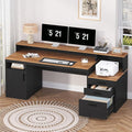 YOMILUVE Computer Desk with 3 Drawers & Storage Shelves, 65 Inch Home Office by YomiluveDesign