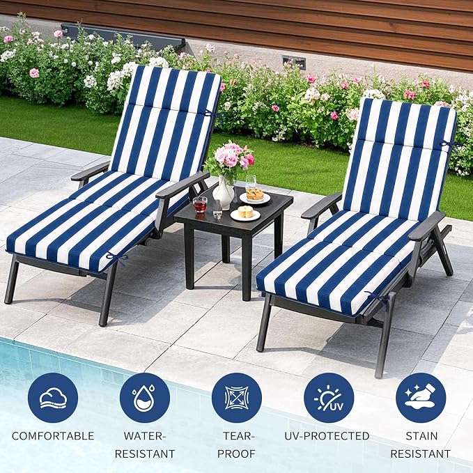 2 Pcs Outdoor Chaise Lounge Cushion 72" x 21" x 3", Folding Patio Lounge Chair - Image 4