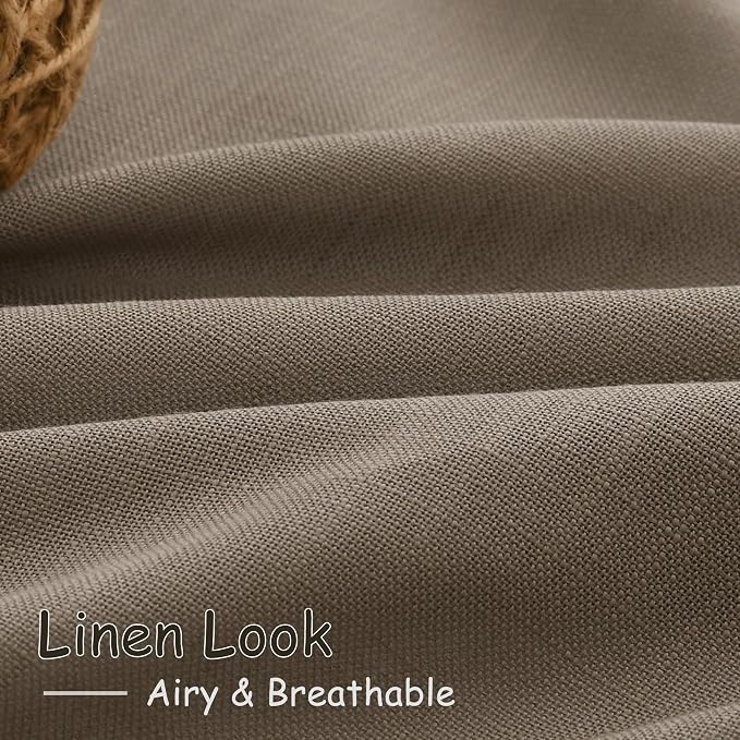 Dark Taupe Linen Curtains 84 Inch Length 2 Panels - Image 5