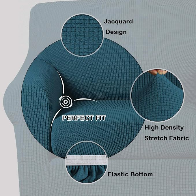 Turquoize Stretch Sofa Slipcover 2 Pieces Sofa Cover Couch Cover - Image 3