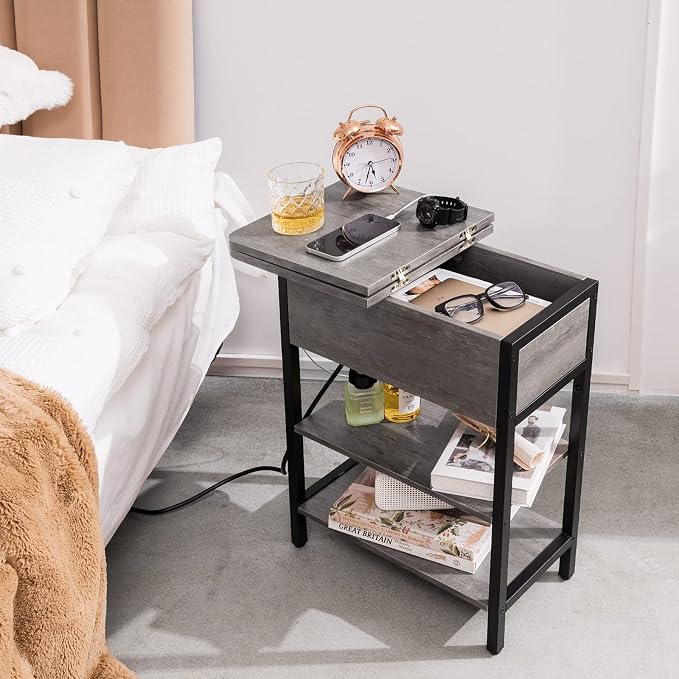 Yoobure End Table with Charging Station, Flip Top Side Table with USB Ports and - Image 9