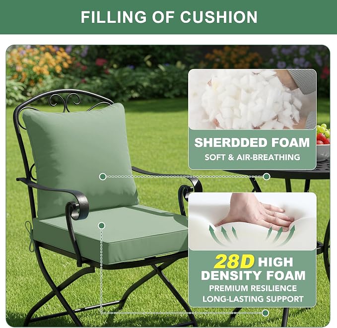 Summsun Outdoor Chair Cushions Set of 2, Waterproof Back Pillow and Seat - Image 4