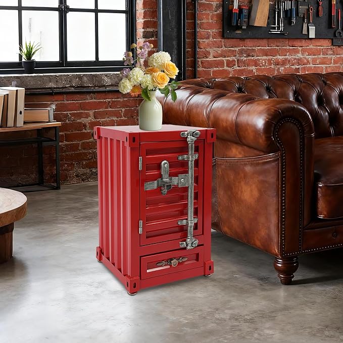 Industrial Metal Shipping Container Cabinet, Iron Side Table - Image 6