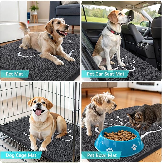 OLANLY Dog Door Mat for Muddy Paws 70x24, Paw Print Design, Absorbs Moisture - Image 7