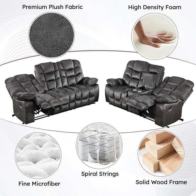 HAOMARKETS 2-Piece Recliner Sofa Set, Include Single Power Recliner Chair - Image 8