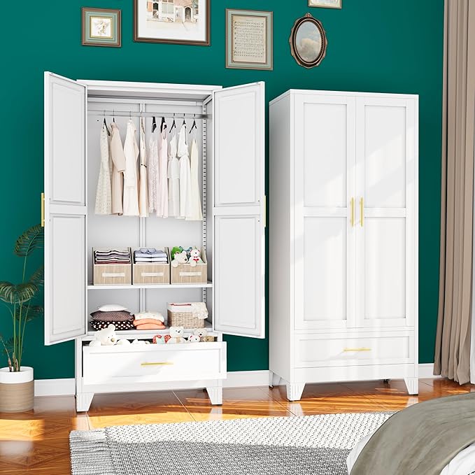 erosoei 71" H Metal Tall Armoire Wardrobe Closet by erosoei