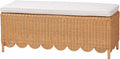 Bali & pari Teresa Bohemian Light Honey Scalloped Rattan Ottoman Bench by balipari