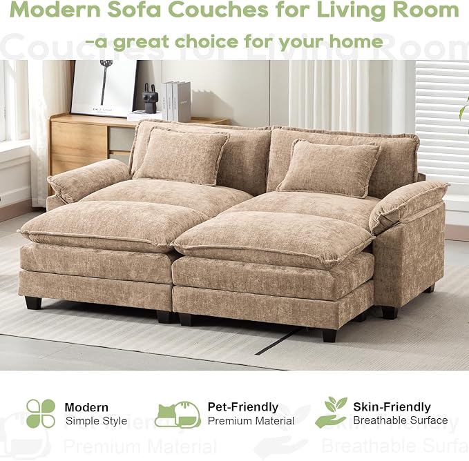 Oprisen 86" Modular Sectional Sofa, Comfy Cloud Couch Sectional Sofa - Image 7