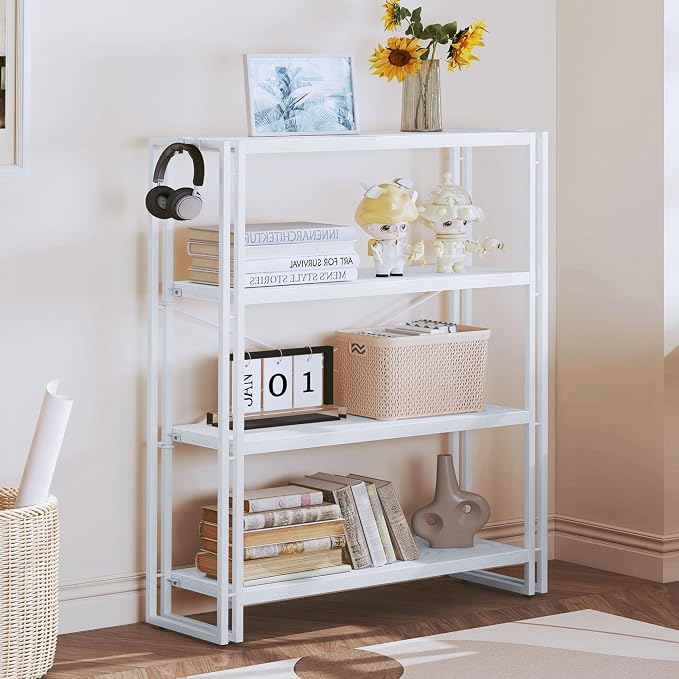 HCHQHS Bookshelf, 4-Tier Industrial Bookcase, Freestanding Tall Bookshelves - Image 2