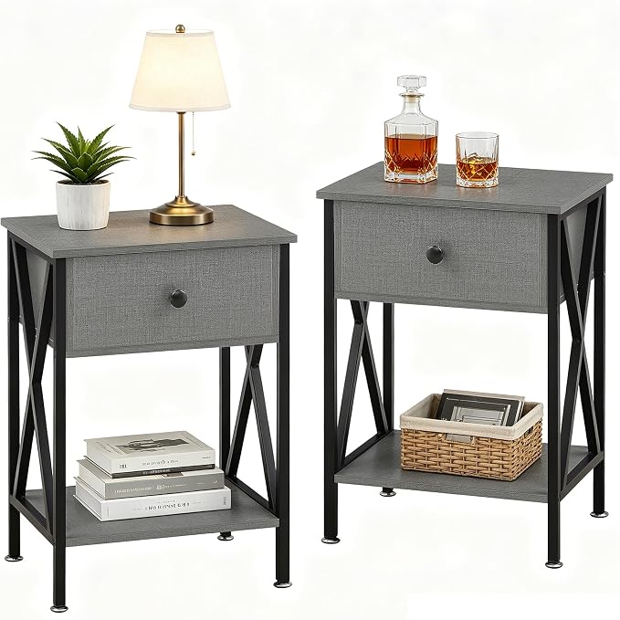 VECELO Nightstands Set of 2, Modern Bedside End Tables, Night Stands by VECELO