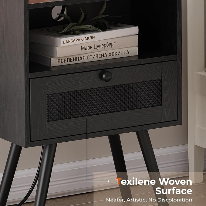 SUPERJARE Nightstands with Charging Station, Bedside Table Set of 2 with - Image 7