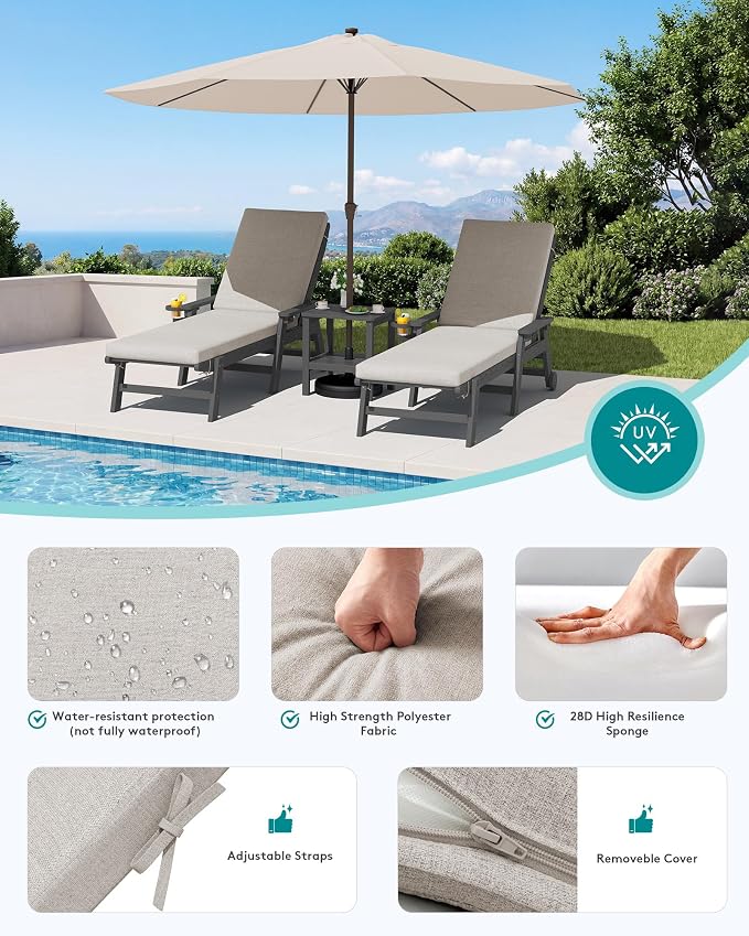 SERWALL Outdoor Chaise Lounge Set of 2 - Image 4