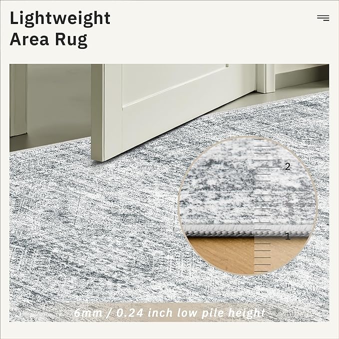 6x9 Area Rug for Living Room Washable 6x9 Gray Rug Non-Slip Modern Rugs for - Image 7