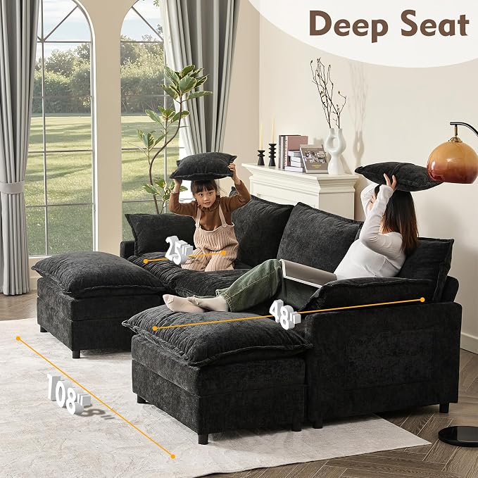 GOSUHI 108" U Shaped Couch, Modular Sectional Sofa, 3-Seater Comfy Cloud Couch - Image 5