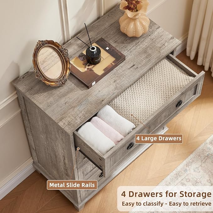 Joaxswe Farmhouse 4 Drawer Dresser - Image 9