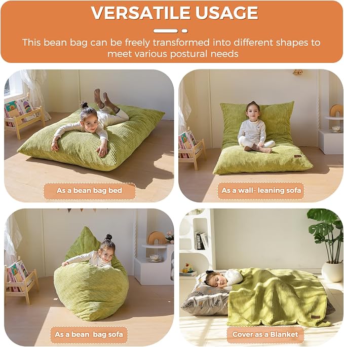 MAXYOYO 3 in 1 Kids Bean Bag Chair Bed, Convertible Chair Folds from Bean Bag - Image 4