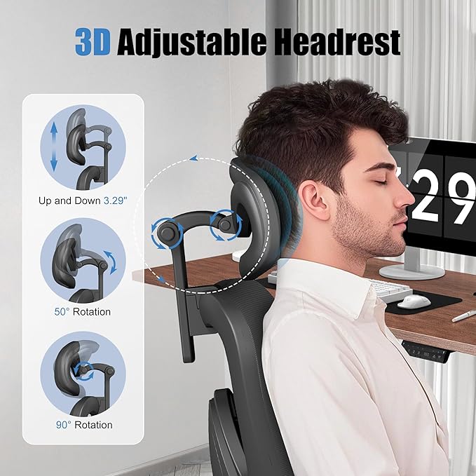 Ergonomic Office Chair with Footrest – Adjustable Lumbar Support, 3D Armrests & - Image 5