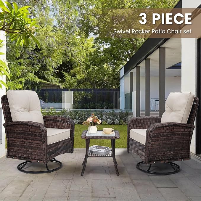 wildformers Luxury Outdoor Swivel Wicker Glider Patio Chairs - Image 2