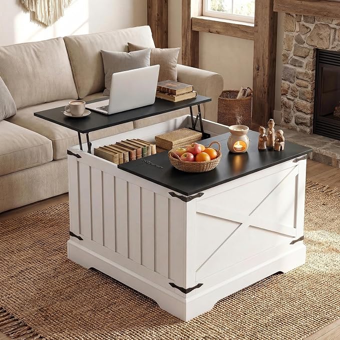 Giantex Farmhouse Lift Top Coffee Table, 31.5" Square Wood Center Table by Giantex