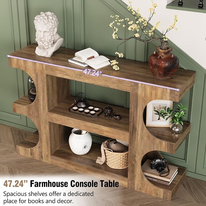 Tohomeor Console Tables for Entryway 47.24-Inch, Wooden Sofa Table Behind The - Image 6