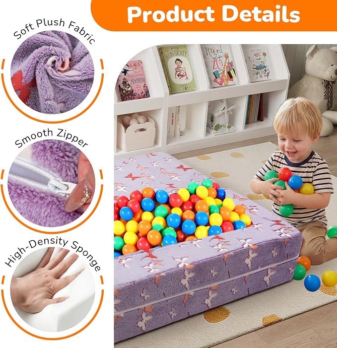 MeMoreCool Kids Modular Couch – Glow-in-the-Dark Butterfly Foam Sofa Bed - Image 6