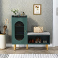 HLR Storage Bench with Glass Door&Shelf, Modern Entryway Shoe Cabinet Bench by HomeDeservesaRelaxLiving