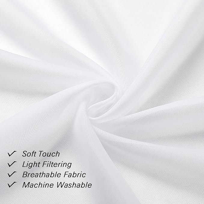 Lecloud White Sheer Curtains 84 Inches Long 2 Panels, Airy Solid Voile Window - Image 7