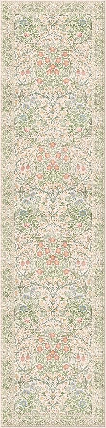 Washable Beige Green 2x10 Runner Rug - Image 2