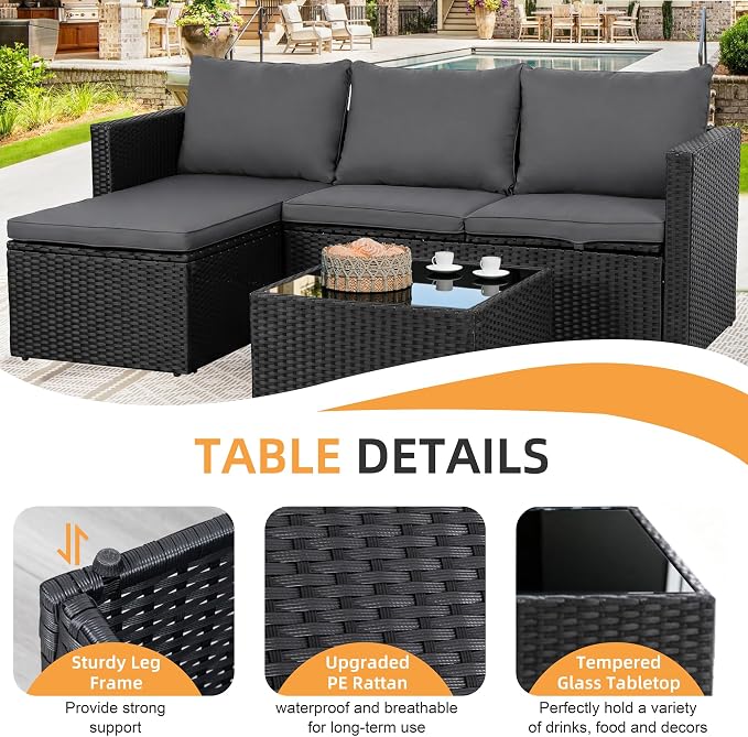 Shintenchi 4 Pieces Patio Furniture Sets, Outdoor Sofa Patio Sectional Sets All - Image 5