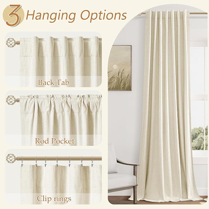 Guken 100% Blackout Curtains 80 Inch Length 2 Panels Set - Image 6
