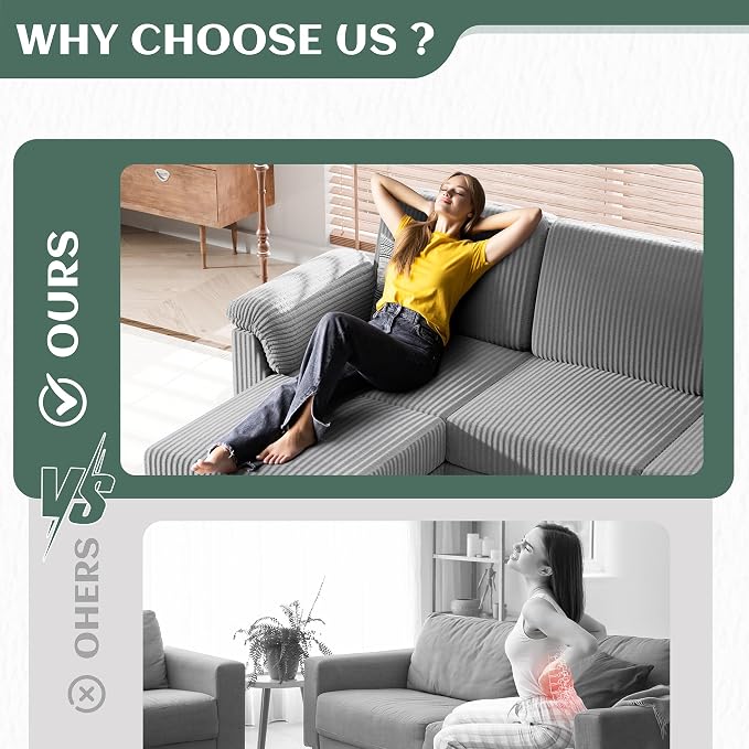 Vongrasig Convertible Sectional Couches Sofa, 3 Seat L Shaped Sofa - Image 6