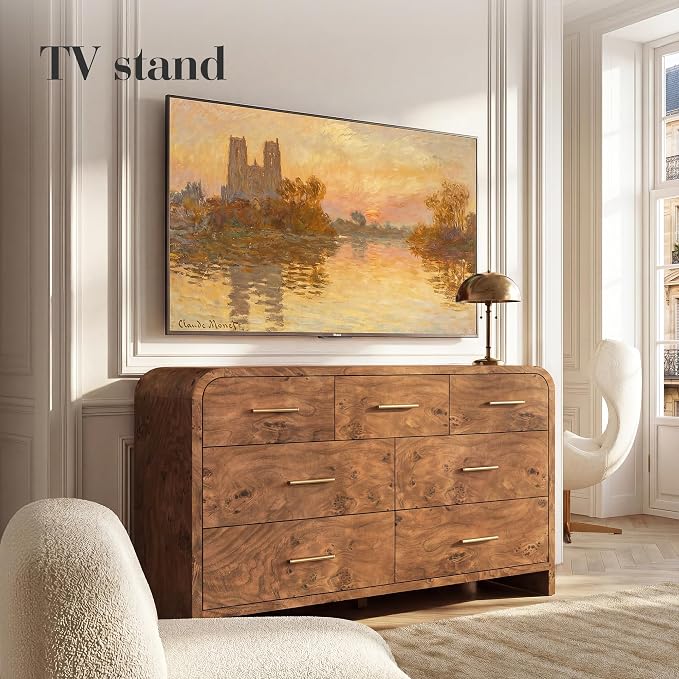 Curved 7-Drawer Dresser for Bedroom, 53.82" Wide Modern Chest of Drawers - Image 4