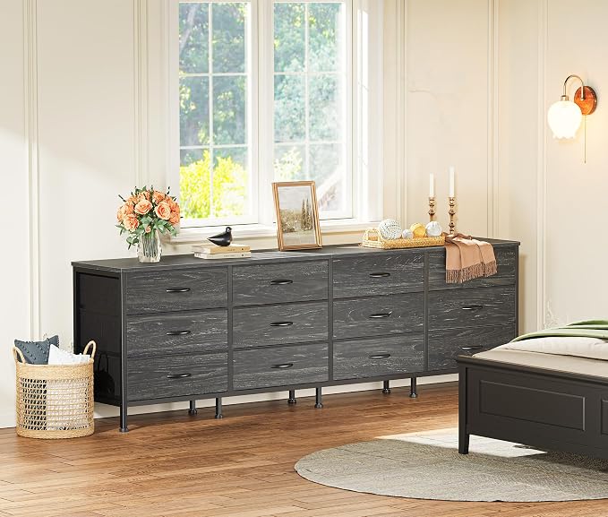 Huuger 70 Inch Dresser for Bedroom, TV Stand for 65, 80 Inch TV, 12 Fabric - Image 9