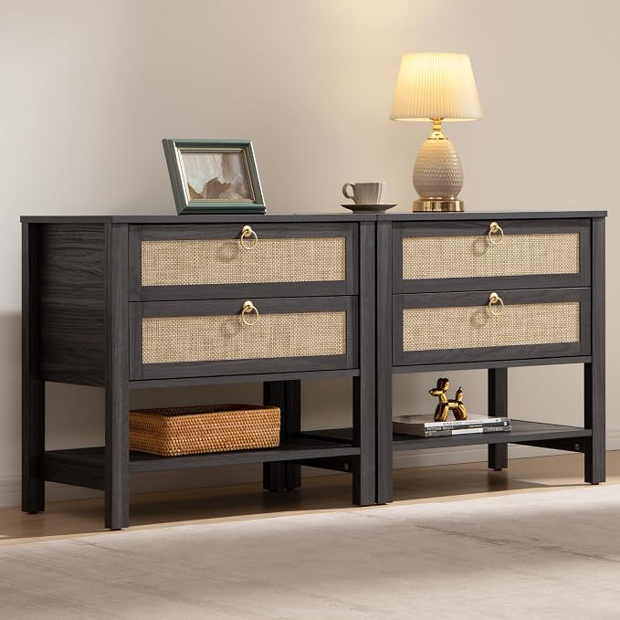 SICOTAS Night Stands Set of 2 for Bedroom, Large Bedside Tables by SICOTAS