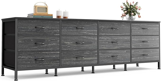 Huuger 70 Inch Dresser for Bedroom, TV Stand for 65, 80 Inch TV, 12 Fabric by Huuger