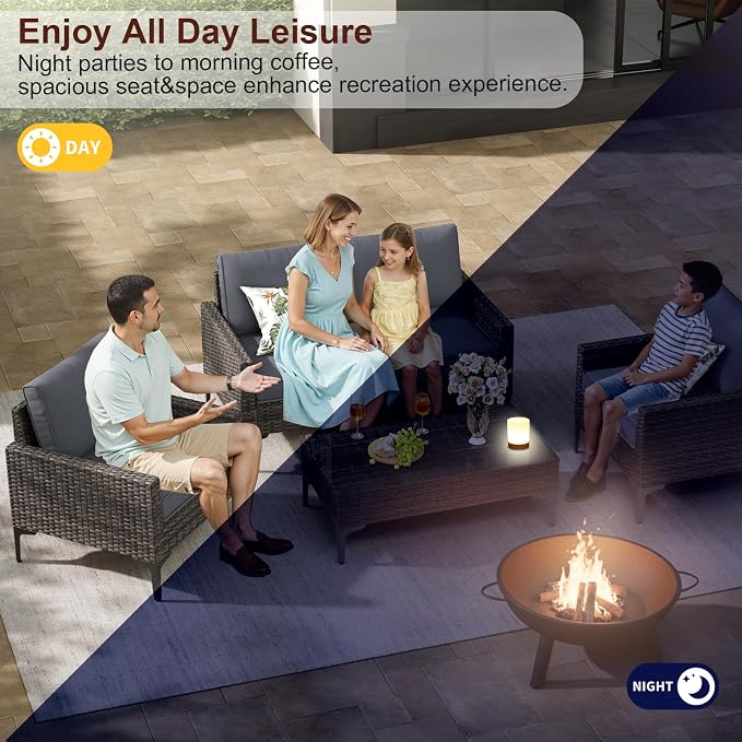 JOYURE 4-Piece Patio Furniture Set, Outdoor Wicker Patio Conversation Set - Image 8