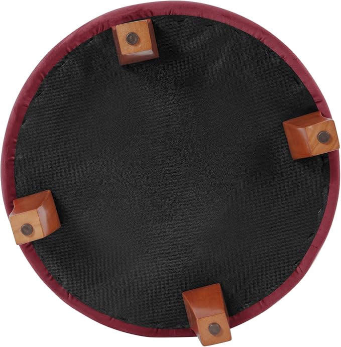 Homepop Home Decor | Upholstered Round Velvet Tufted Foot Rest Ottoman | Ottoman - Image 9