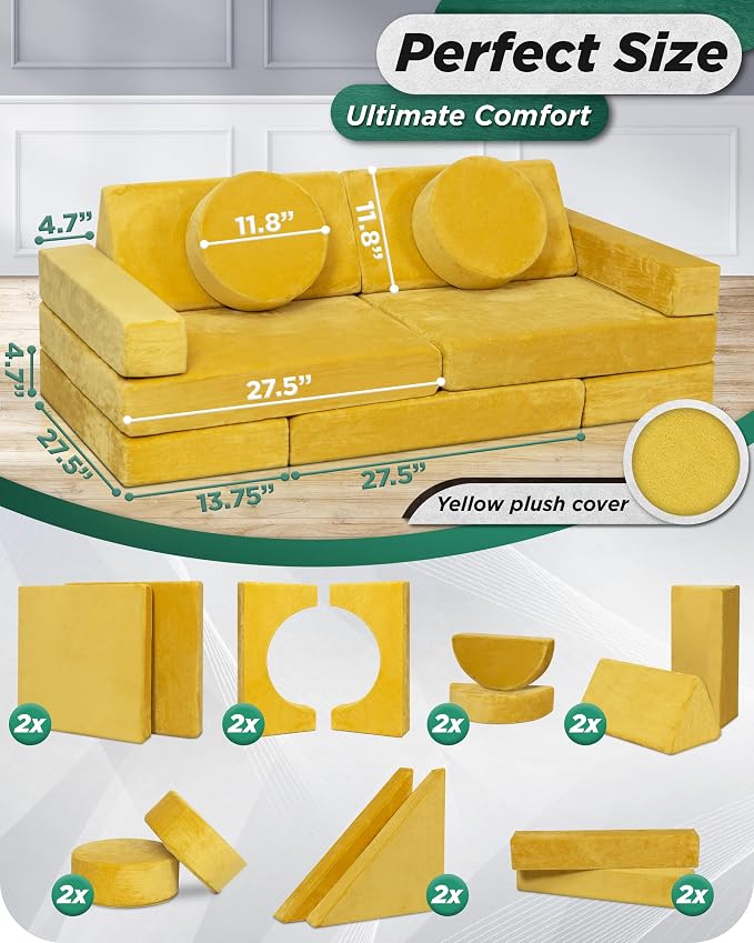 Lunix LX15 14pcs Modular Kids Play Couch, Child Sectional Sofa, Fortplay - Image 2