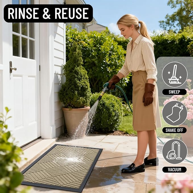 OLANLY Front Door Mat Outside Entrance 59x34, Heavy Duty Sturdy Natural Rubber - Image 7