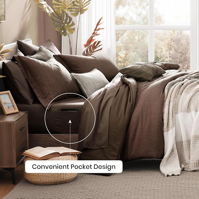 Monbix Full Size Comforter Set, Chocolate Brown Bedding Comforter - Image 4
