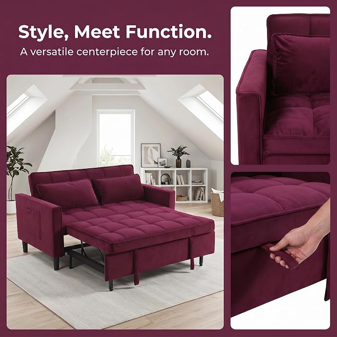 3 in 1 Convertible Sofa Bed, Loveseat Sleeper Sofa - Image 3