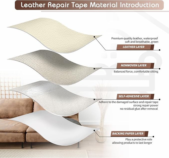 KING MOUNTAIN Leather Repair Patch, 16 x 60 Inches self Adhesive Leather Repair - Image 3