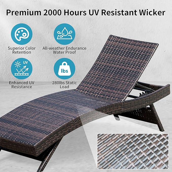 Folding Patio Chaise Lounge, Foldable Long Reclining Patio Seating Chairs - Image 4