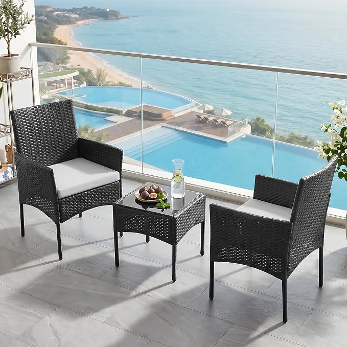 Sweetcrispy 3 Piece Patio Furniture Set, All-Weather Outdoor Conversation Set - Image 8