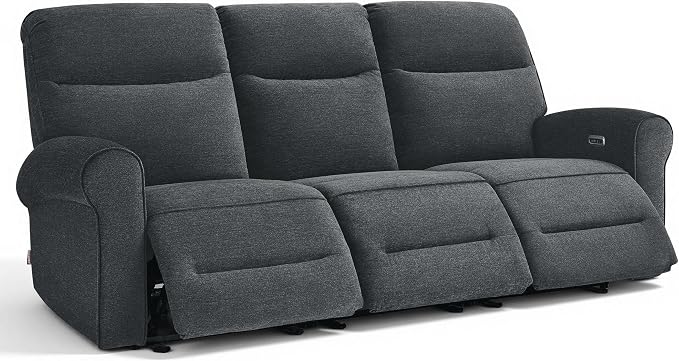 MCombo 87.8" Wall Hugger Power Reclining Sofa, 3-Seat Triple Recliner Couch by MCombo