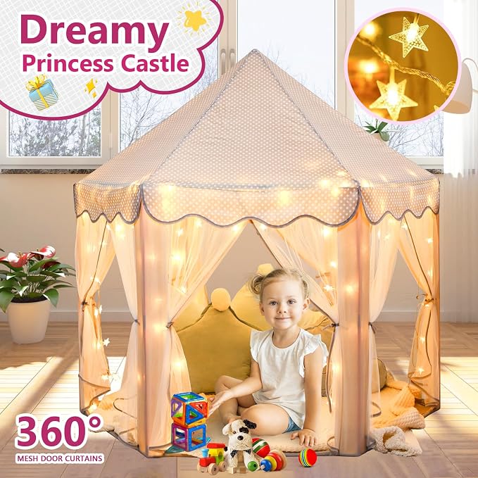 Monobeach Princess Tent Girls Large Playhouse Kids Castle Play Tent - Image 3