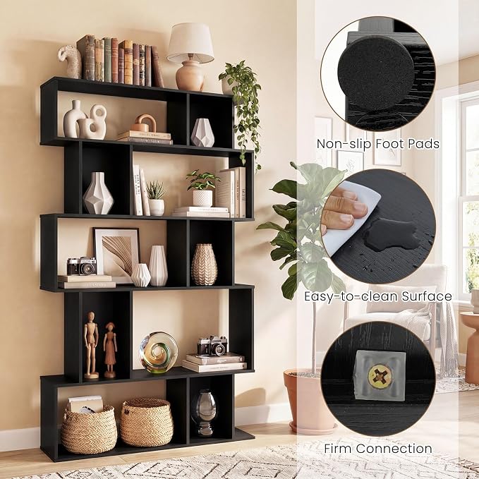 Giantex 5-Tier Bookshelf, 10-Cube Geometric Book Case - Image 5