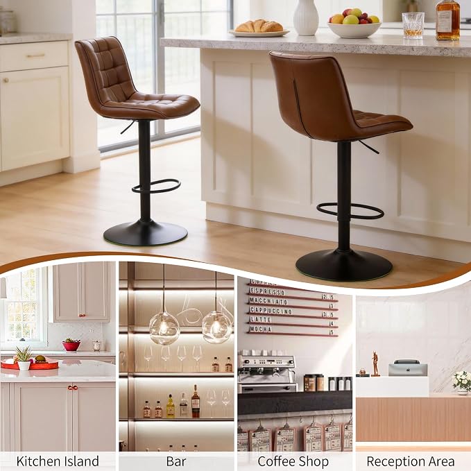 FIRAVOE Counter Height Bar Stools, Swivel Barstools Set of 3 - Image 6