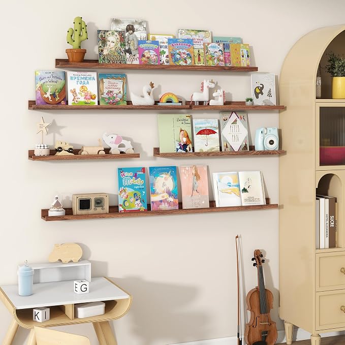 Fun Memories Picture Ledge Shelves Set of 2, 36 Inch Rustic Wall Mounted - Image 6
